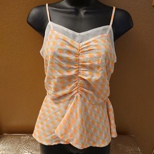 NWOT Peach DANCE & MARVEL Cream Ruched Peplum Tank
